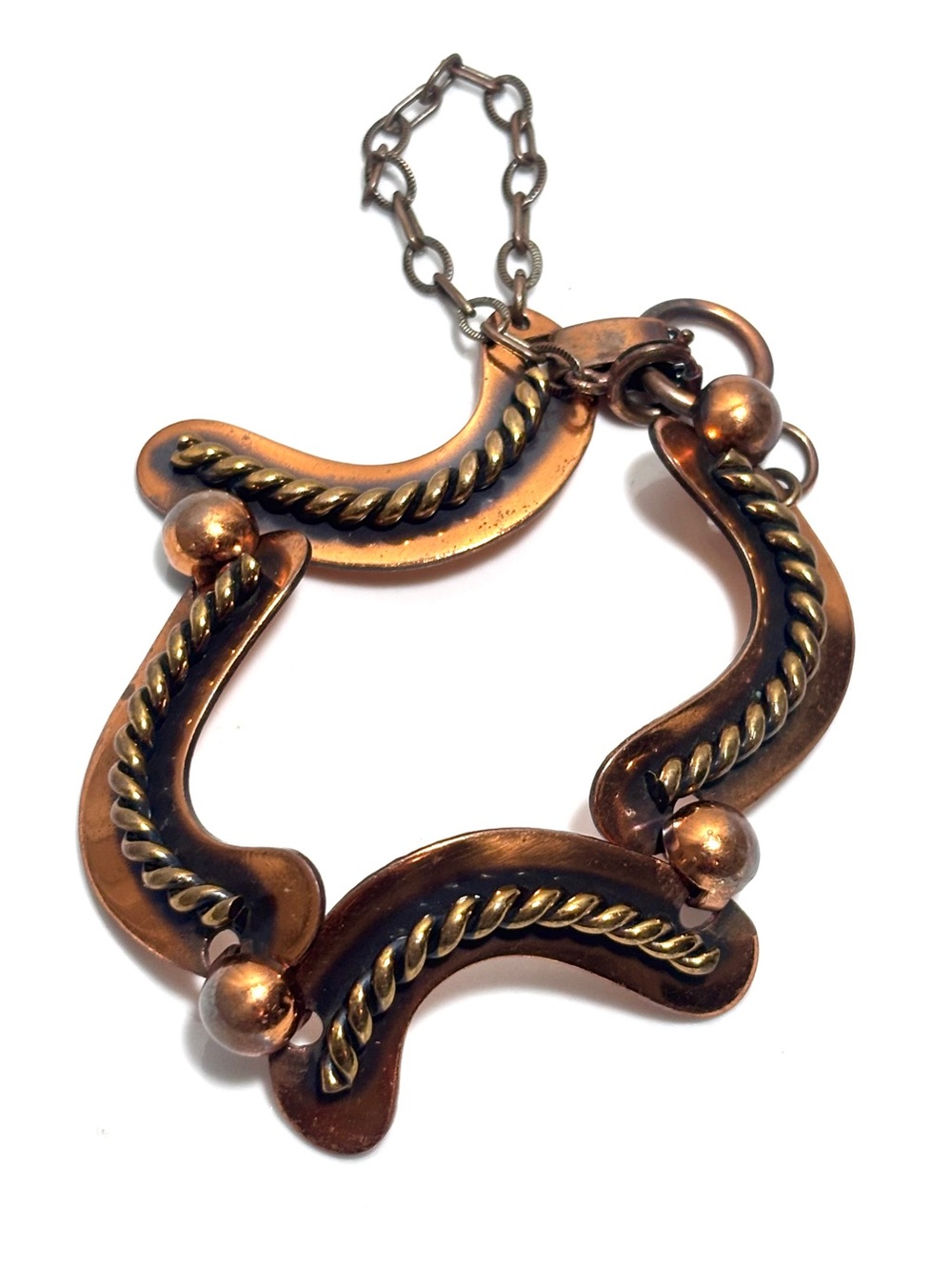 Vintage Copper MCM Modernist Panel Link Bracelet